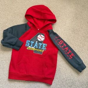 CIRCO Boys 3T Long Sleeve Hooded Pullover Baseball State Champions Red Gray